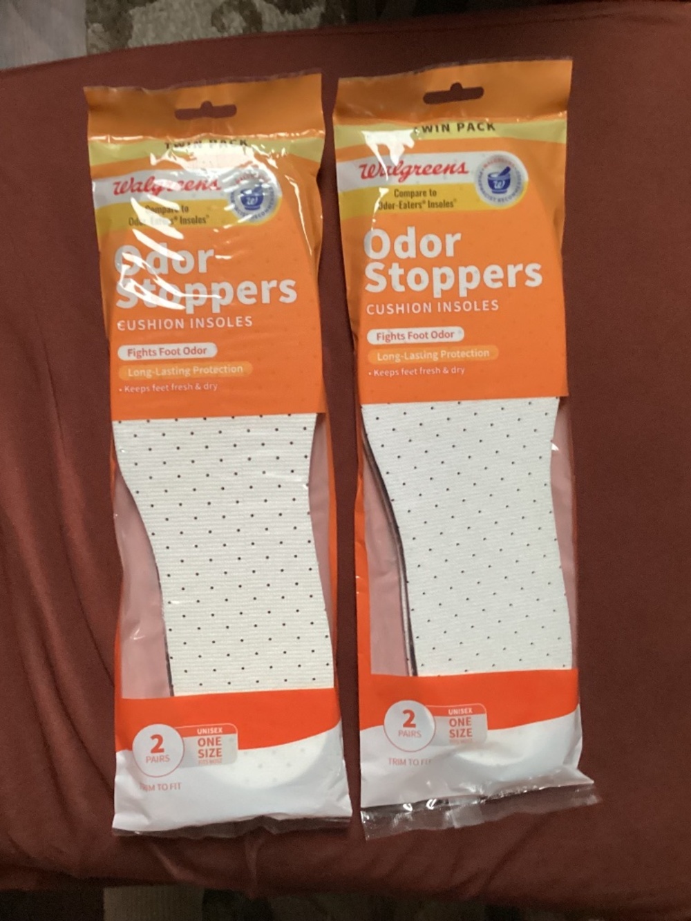 Walgreens Odor Stoppers cushion insoles bundle New 2 twin packs=4 pairs
